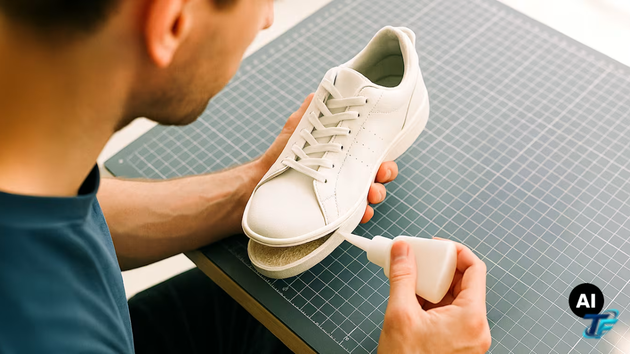 Schuhe kleben
